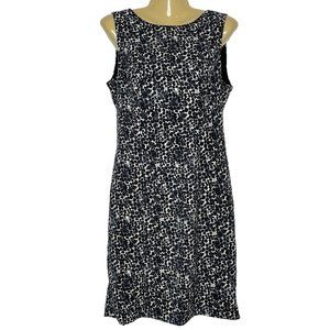 H&M Dress Keyhole Back Scoop Neck Sleeveless Leopard Print Black White Size 10